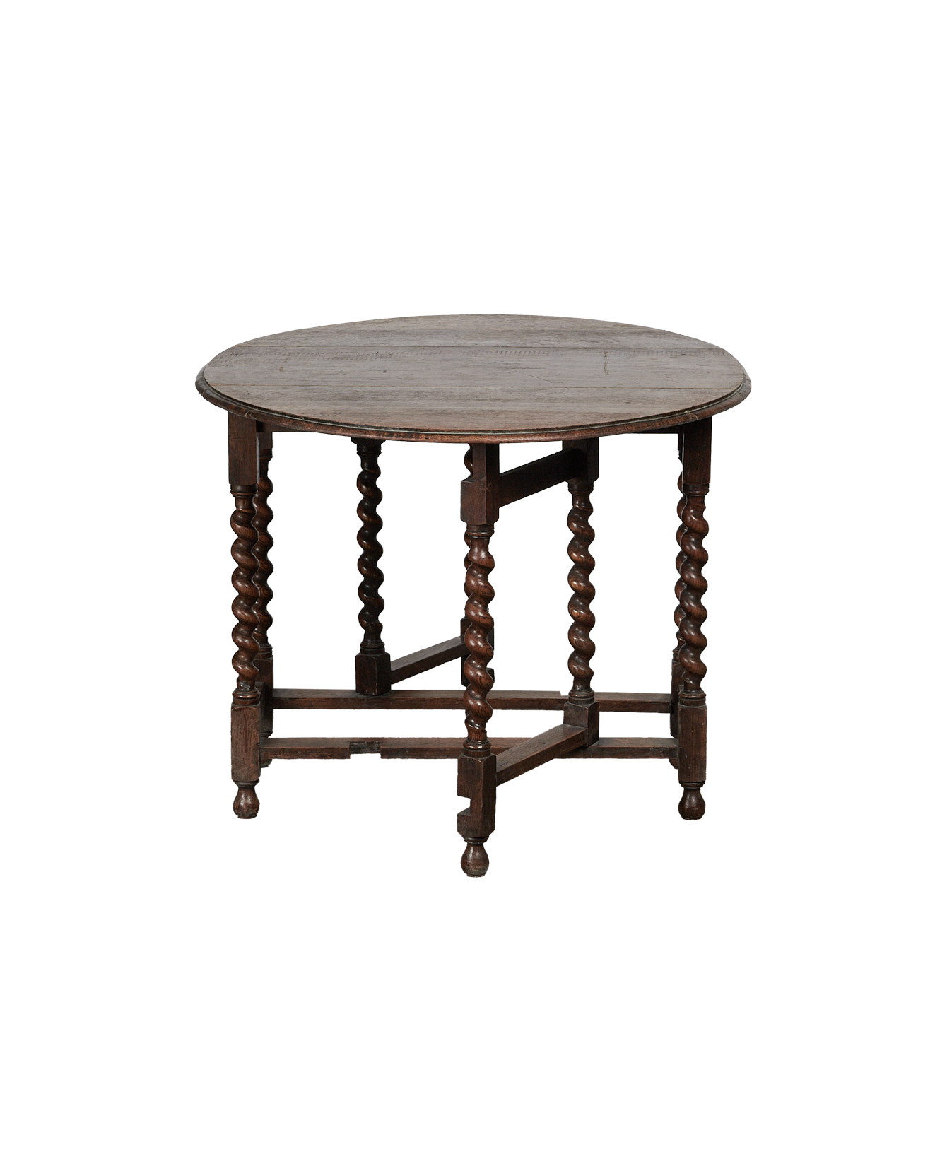 Antique Barley Twist Drop Leaf Table from France made of Wood