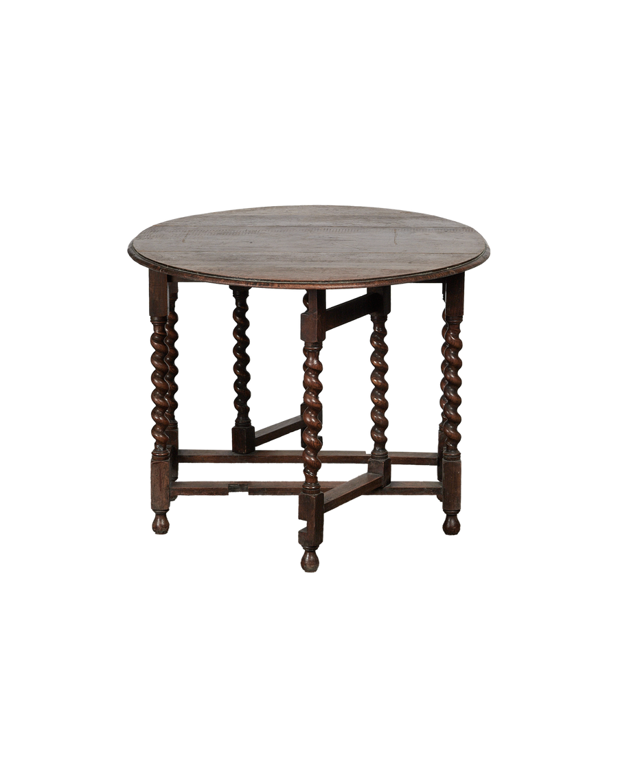 Antique Barley Twist Drop Leaf Table from France made of Wood