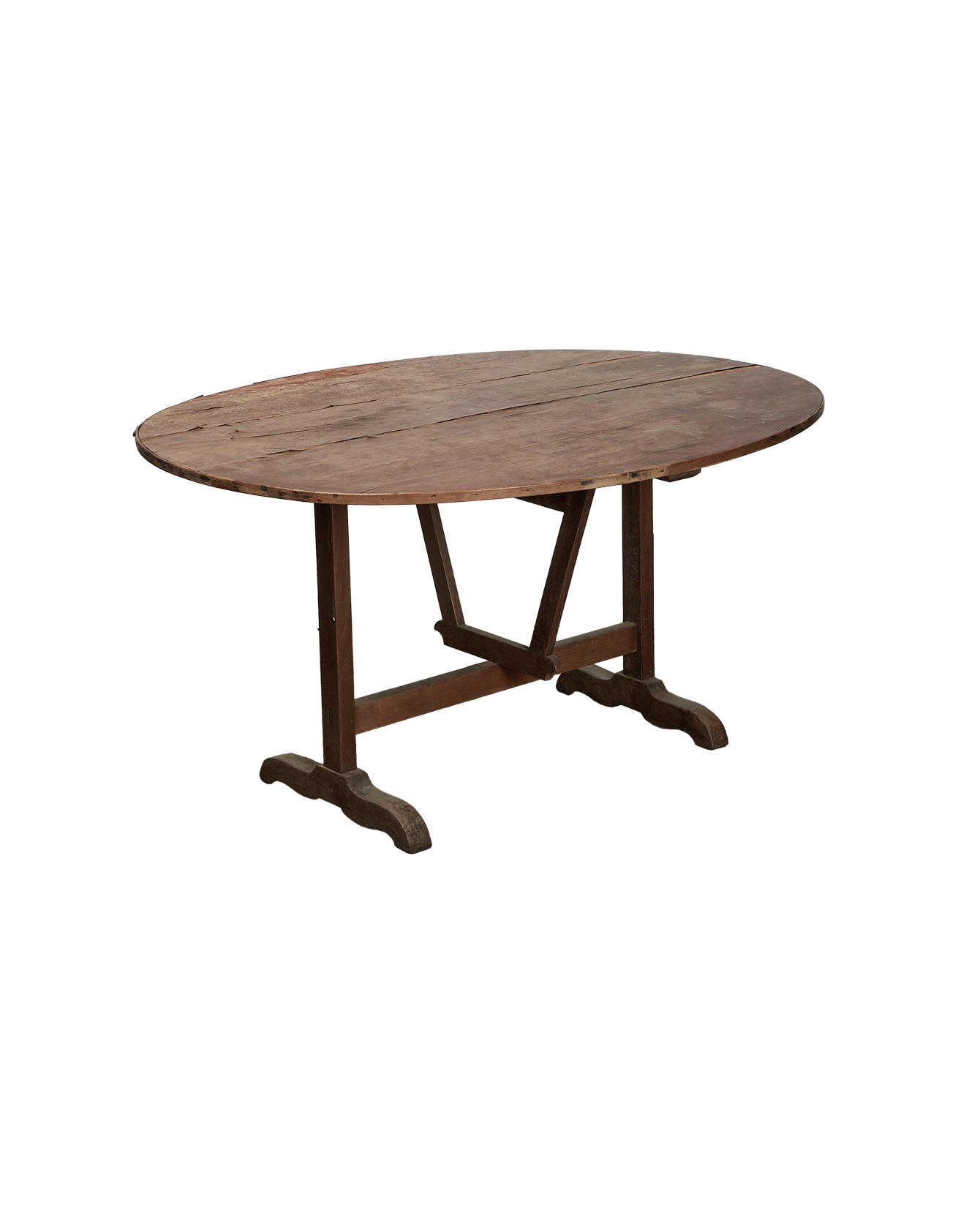 Vintage Wine Tasting Table - Oval from France made of Wood