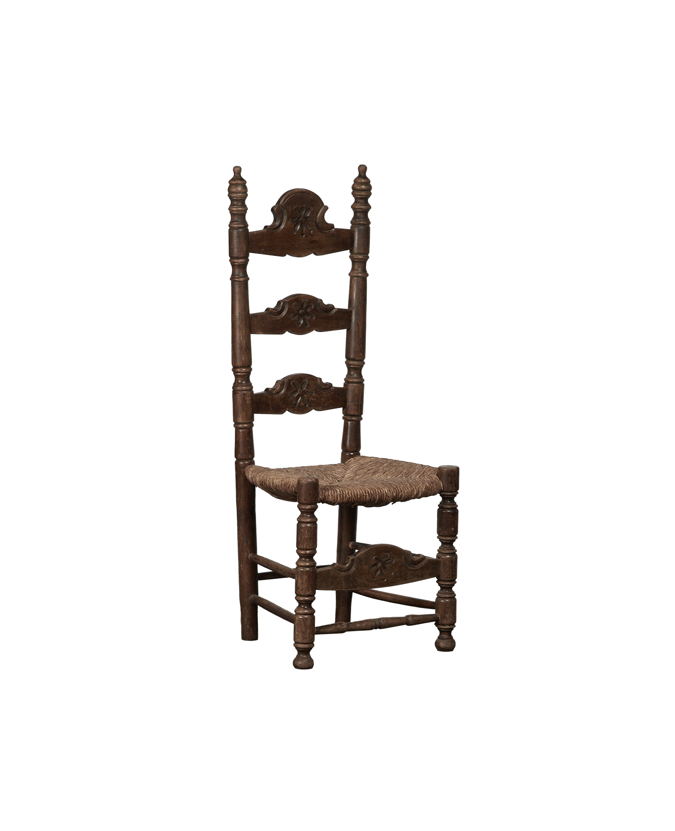 Antique Rush Chair - Embossed Flower from France made of Wood