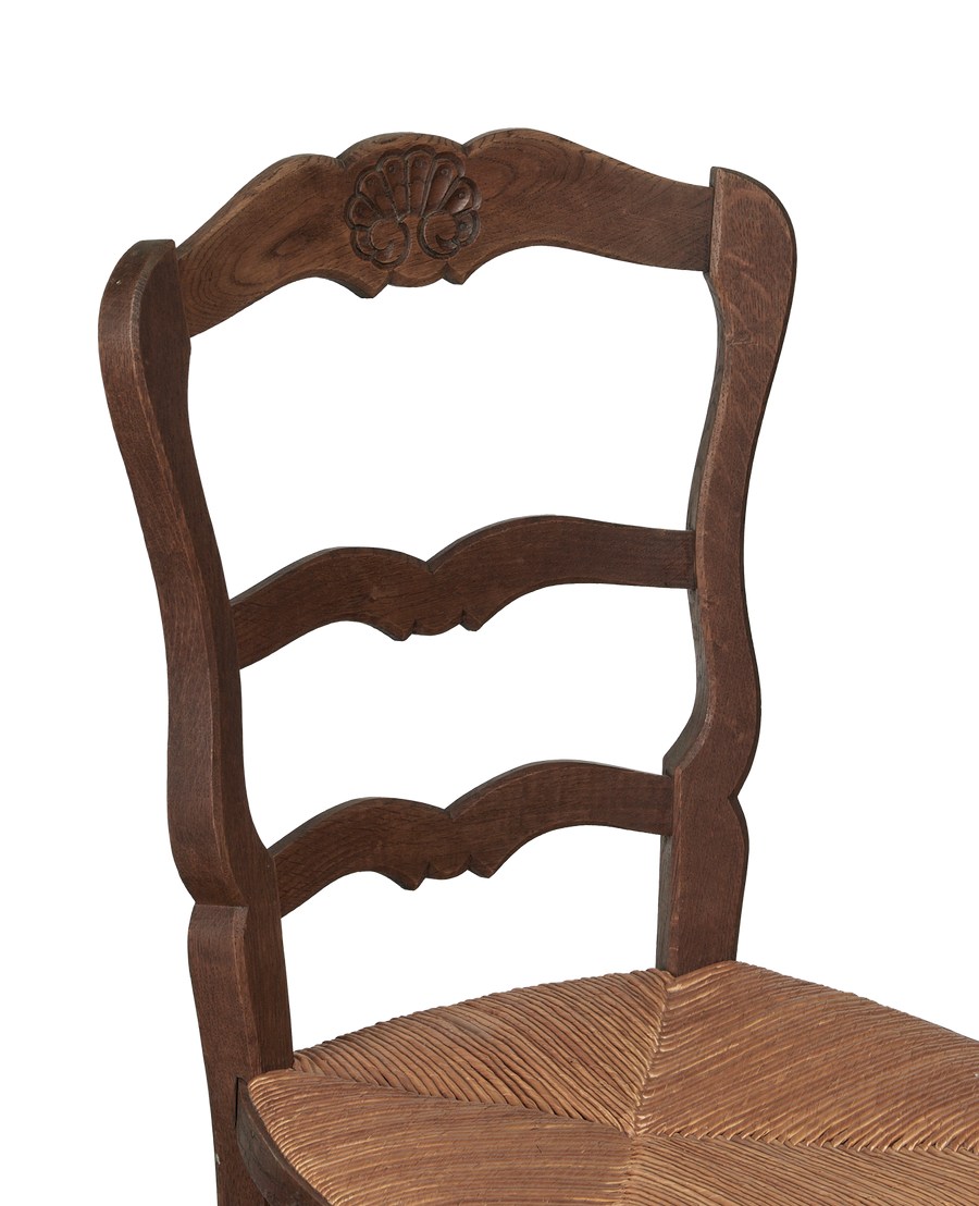 Antique Rush Chair - Embossed Shell from France made of Wood