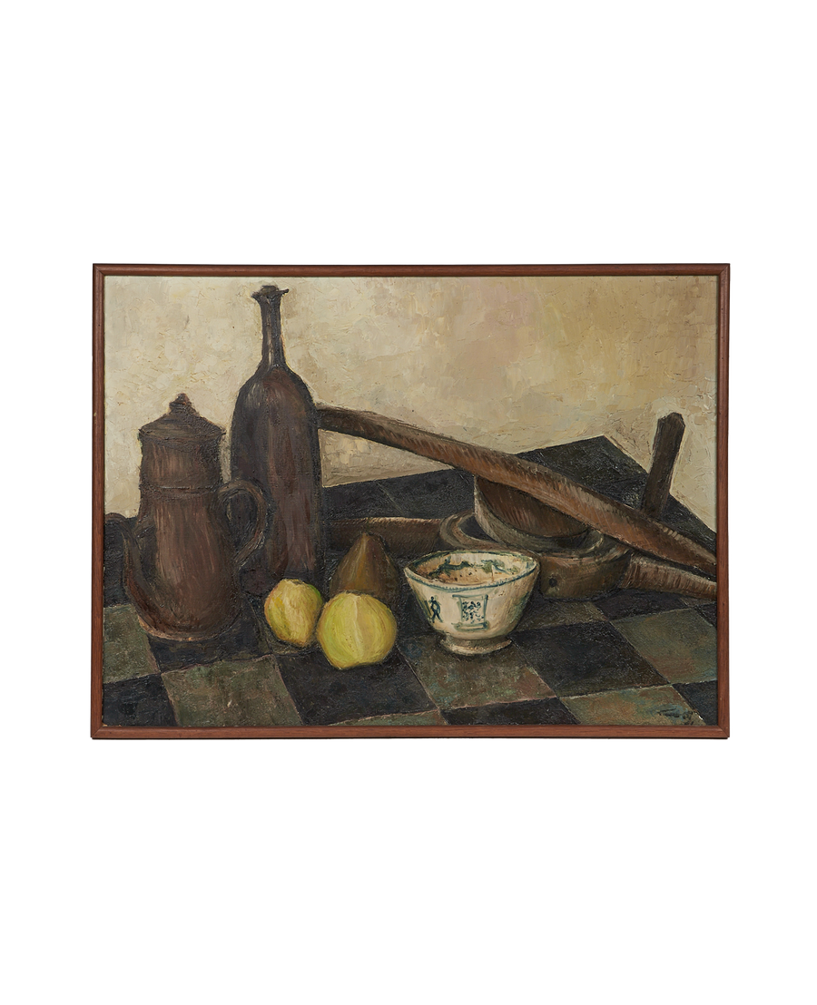 Antique Framed Still Life from France made of Canvas