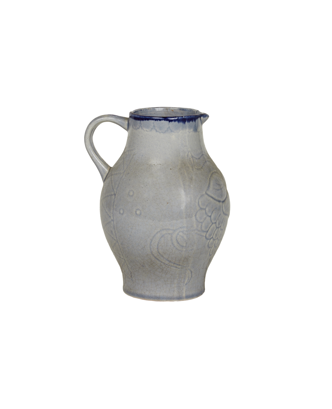 Antique Pitcher - Blue Alsace Glaze from France made of Ceramic