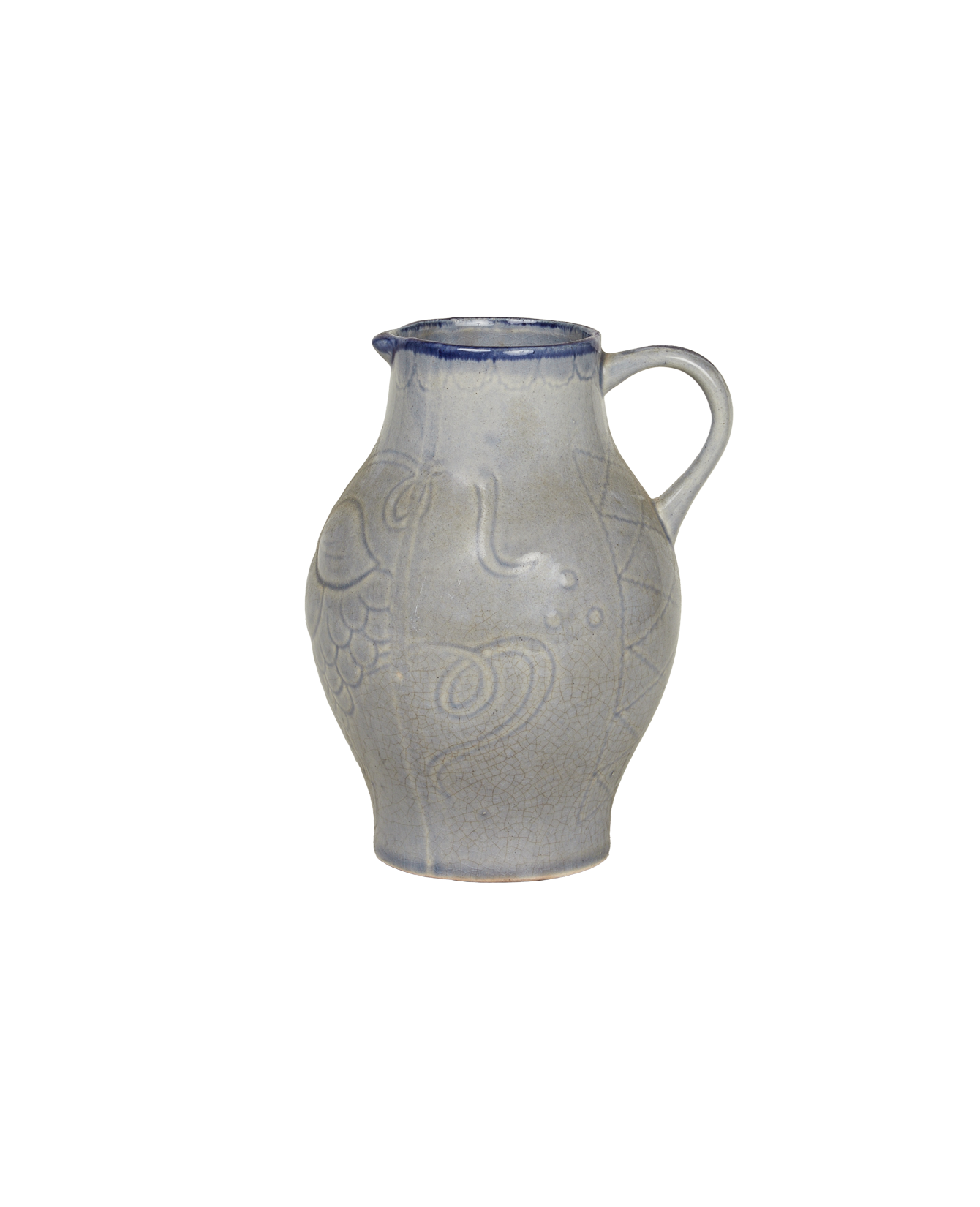 Antique Pitcher - Blue Alsace Glaze from France made of Ceramic