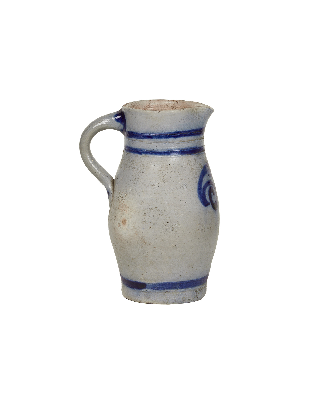 Antique Pitcher - Blue Alsace Glaze from France made of Ceramic