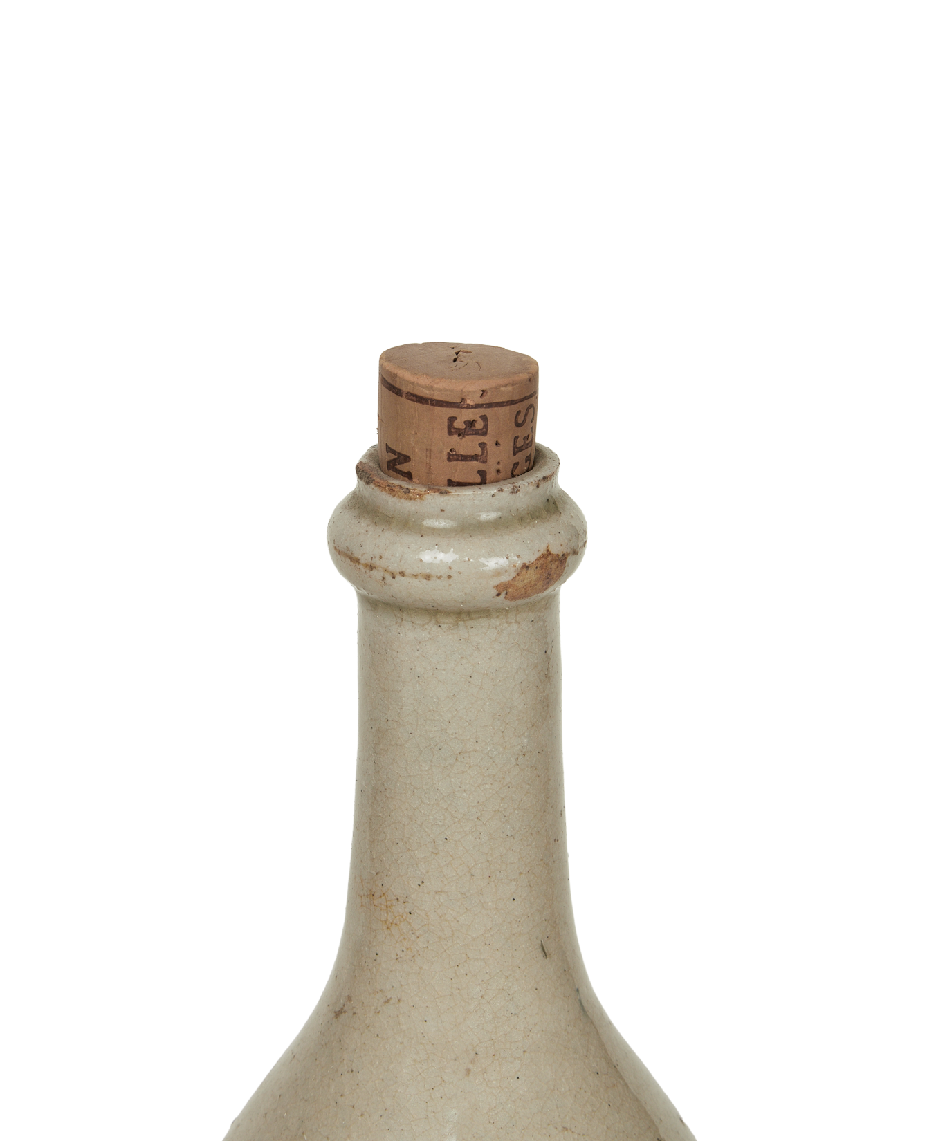 Antique Stoneware Oil Bottle from France made of Ceramic