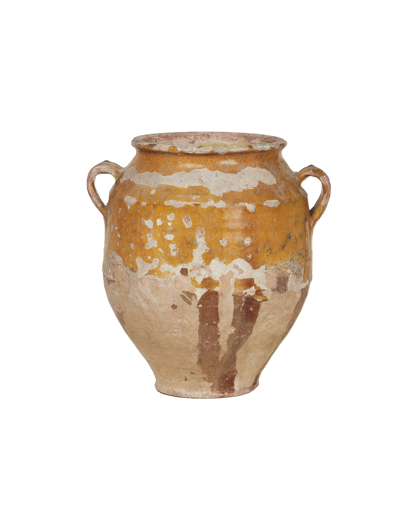 Antique Confit Jar - Yellow Ochre Glaze from France made of Ceramic