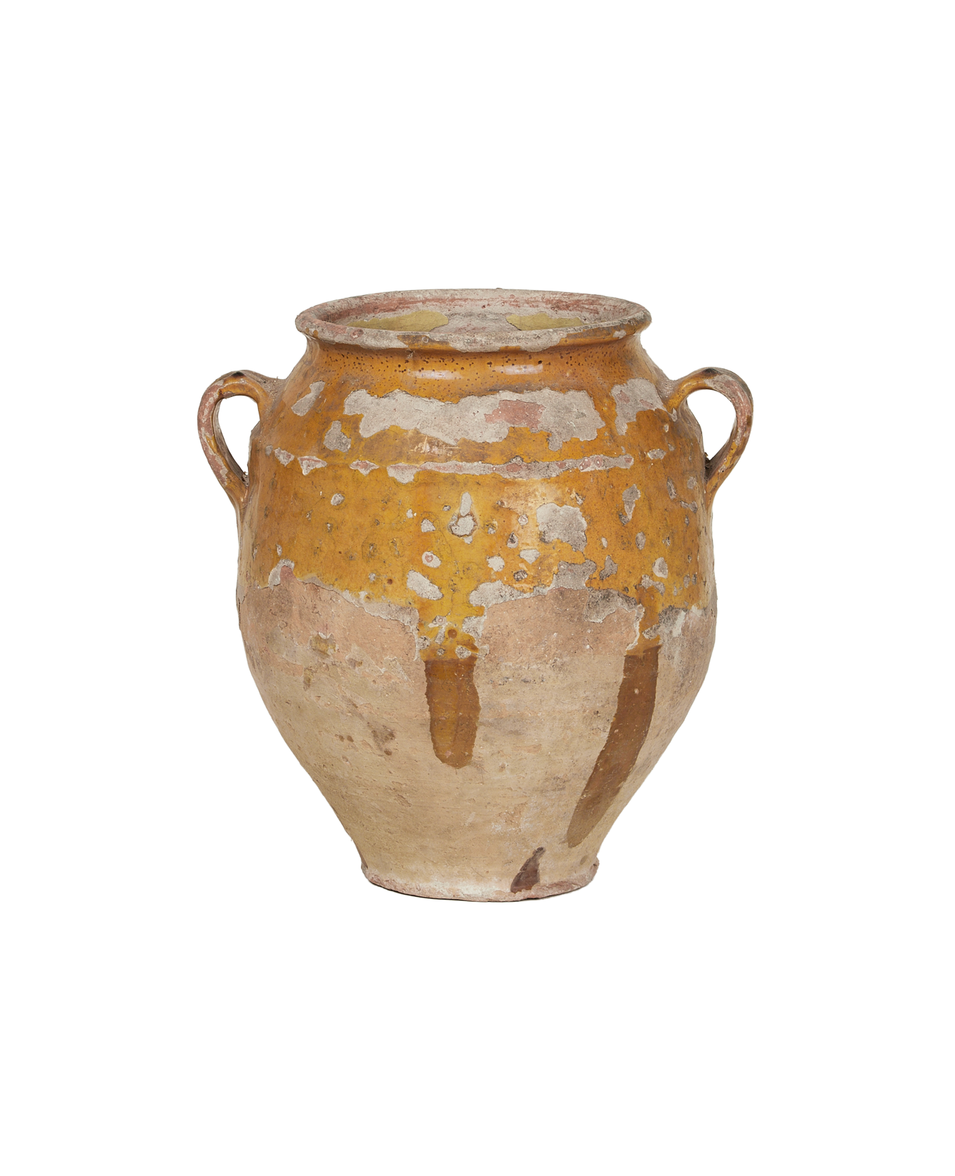 Antique Confit Jar - Yellow Ochre Glaze from France made of Ceramic