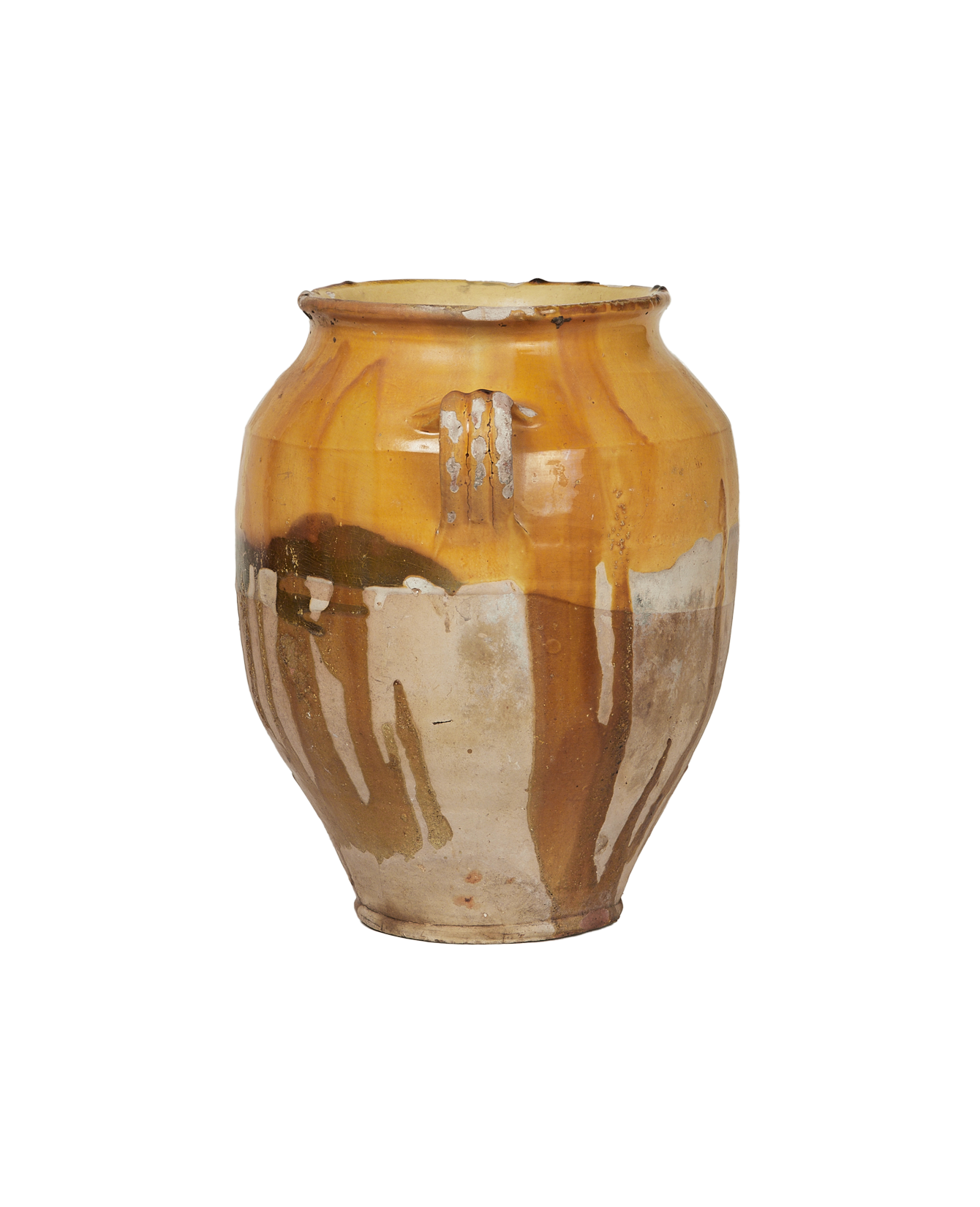 Antique Confit Jar - Yellow Ochre Glaze from France made of Ceramic