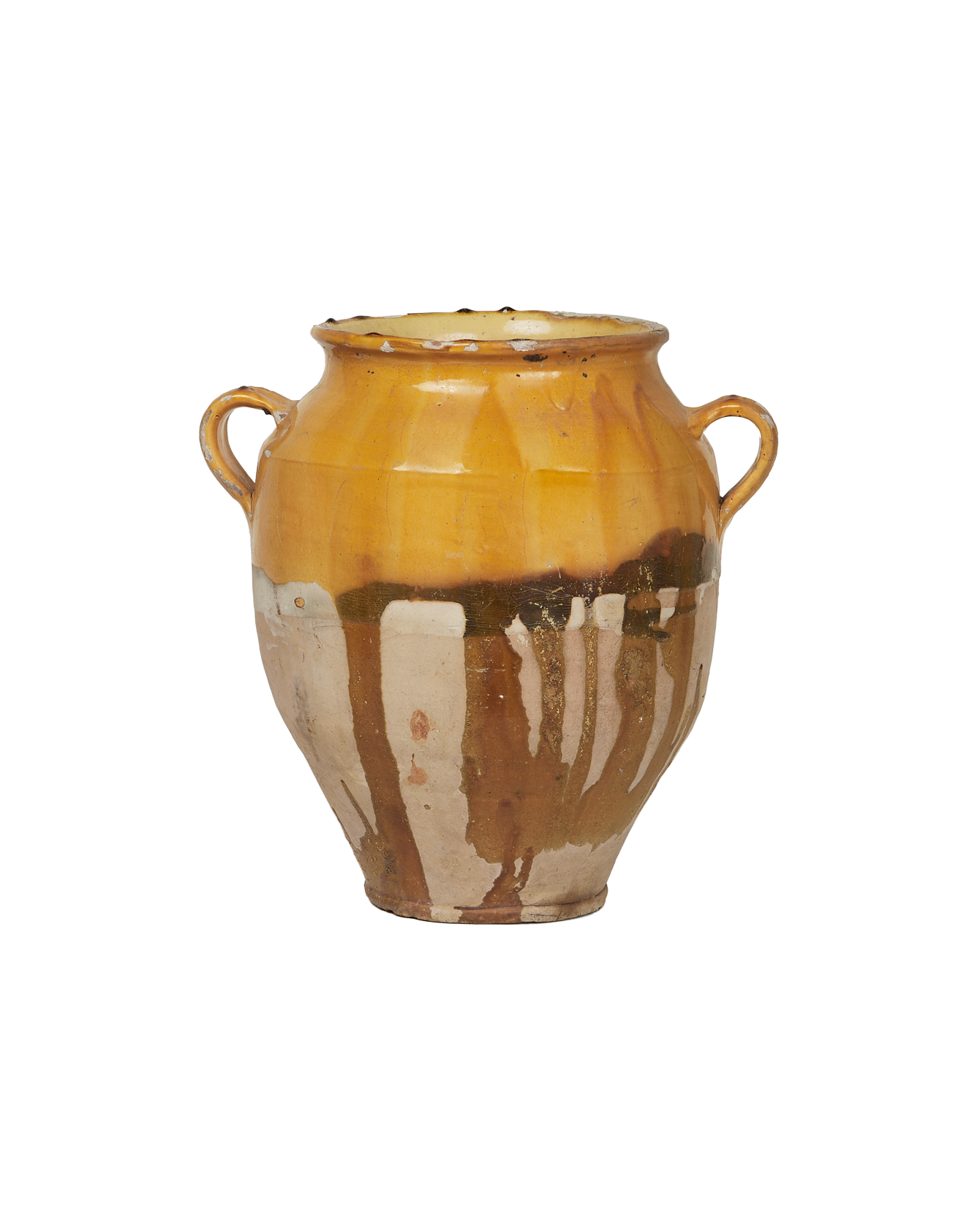 Antique Confit Jar - Yellow Ochre Glaze from France made of Ceramic
