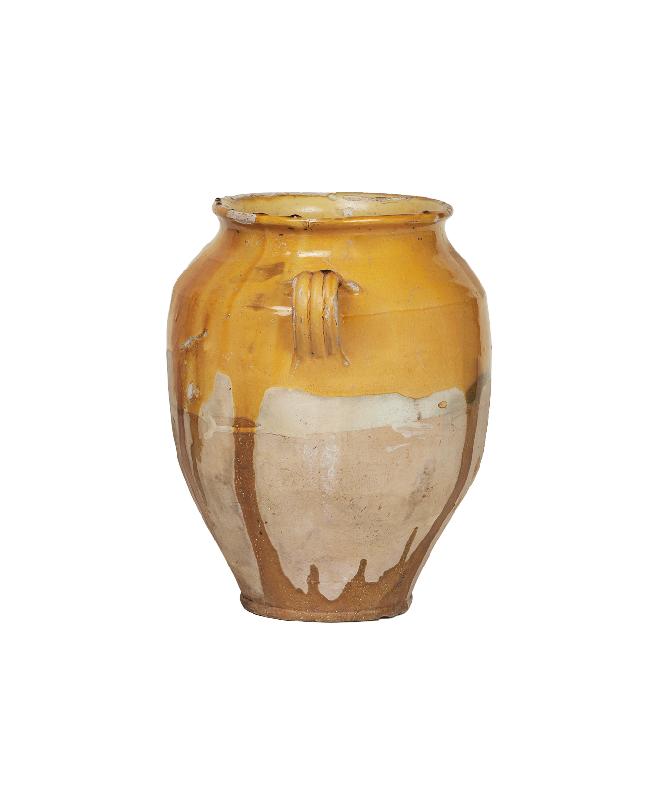 Antique Confit Jar - Yellow Ochre Glaze from France made of Ceramic