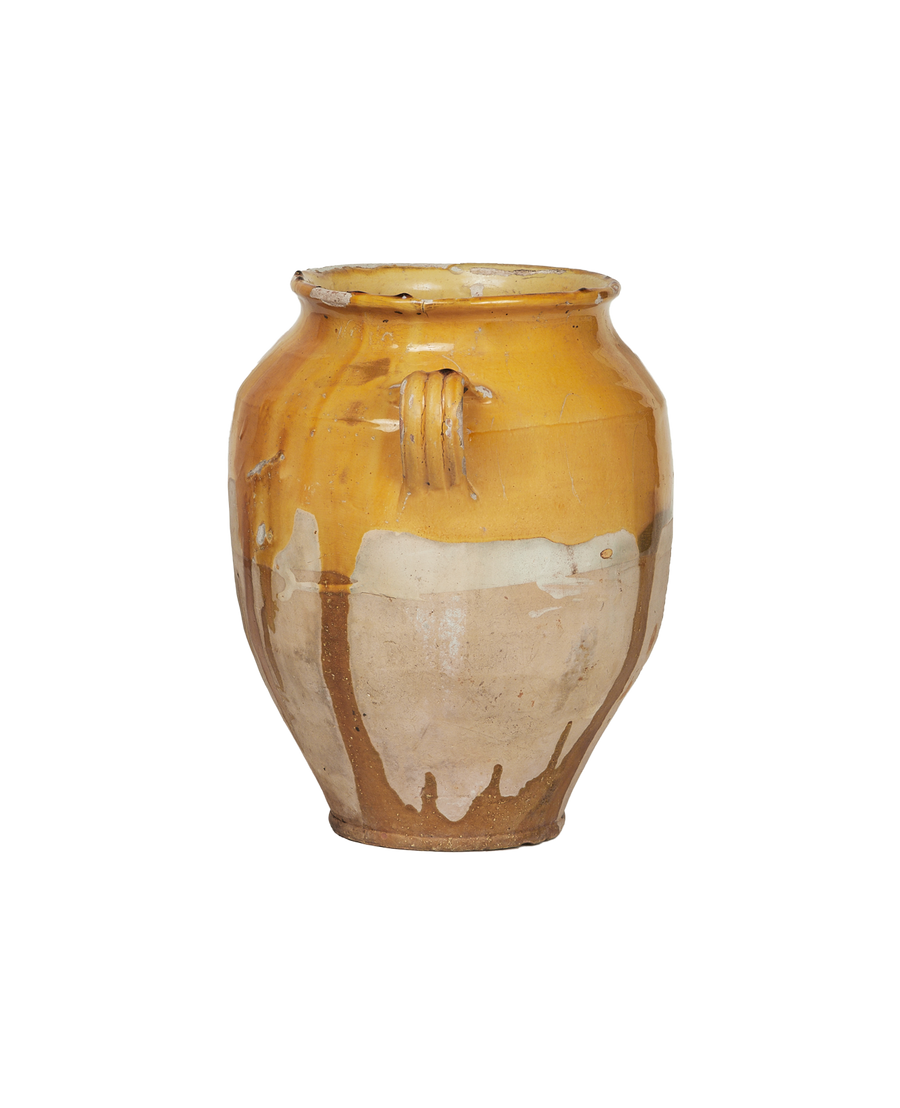 Antique Confit Jar - Yellow Ochre Glaze from France made of Ceramic