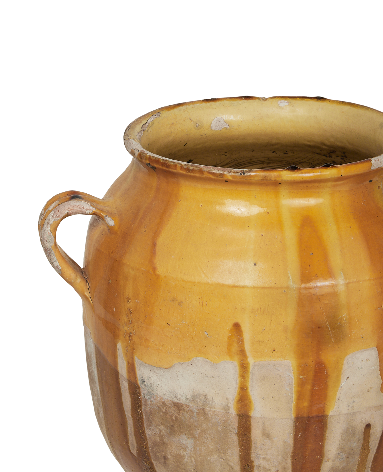 Antique Confit Jar - Yellow Ochre Glaze from France made of Ceramic