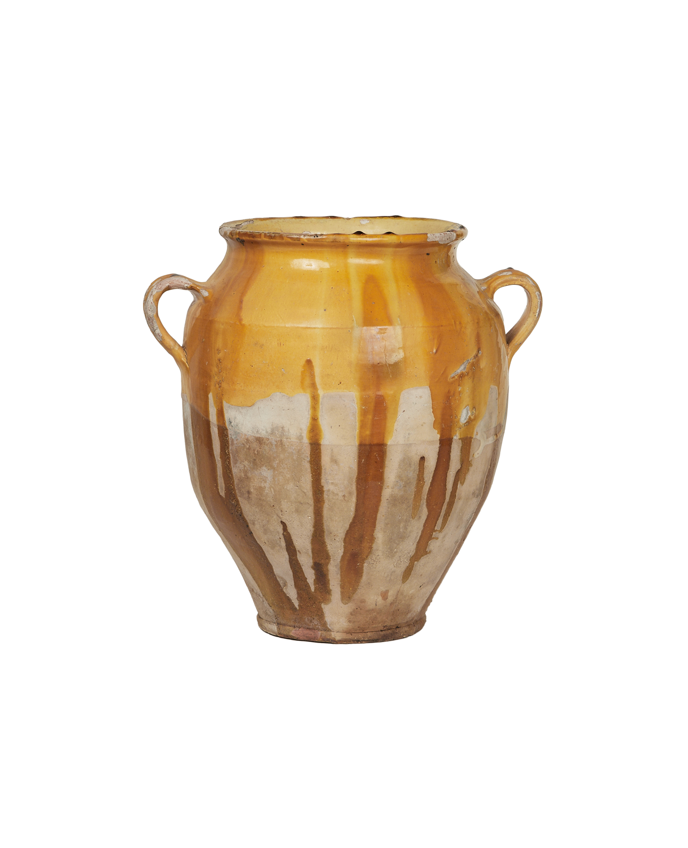 Antique Confit Jar - Yellow Ochre Glaze from France made of Ceramic