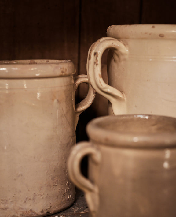 Puglia Handle Jar - Avorio Glaze