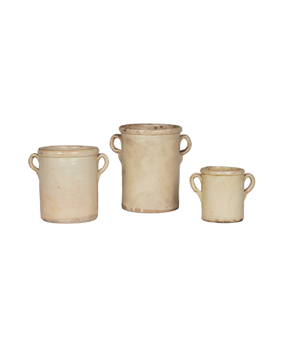 Puglia Handle Jar - Avorio Glaze