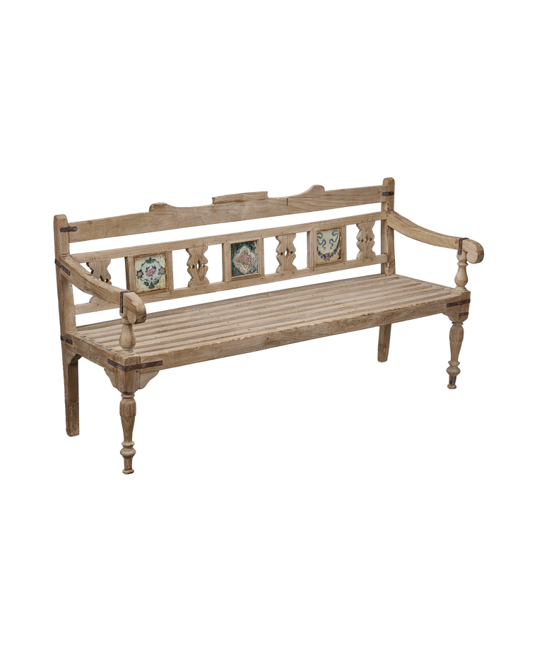Tiled Wood Sitting Bench