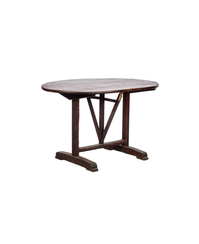 Vintage Wine Tasting Table - Oval from France made of Wood