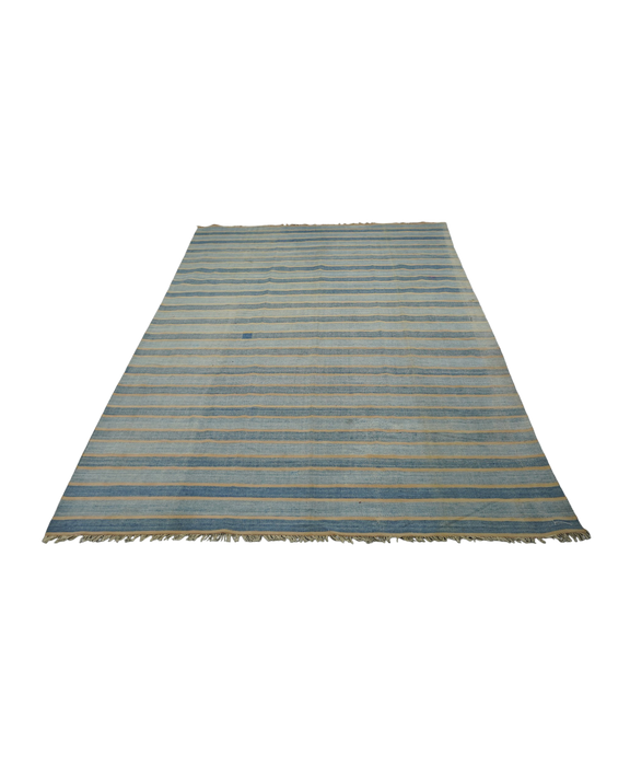 Dhurrie Rug - Light Blue Stripes