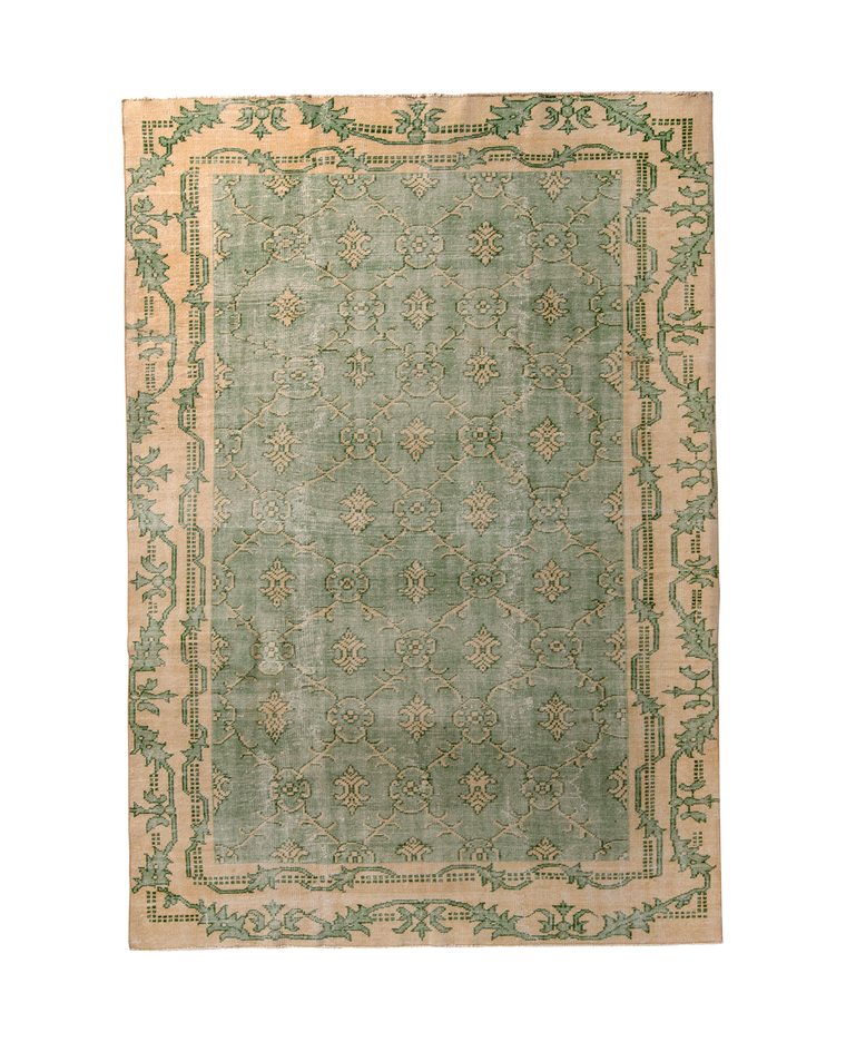 Country Rug - Green and Beige French Style