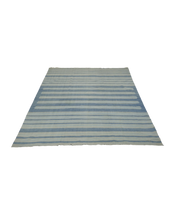 Dhurrie Rug - Blue and Gray Stripes