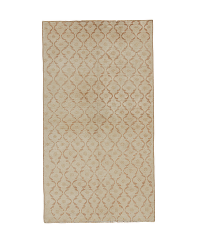 Vintage Zeki Müren Runner - Beige and Brown Lattice from Turkey made of Wool