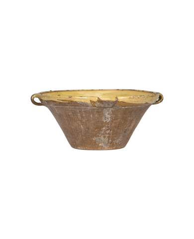 Antique Serving Bowl - Yellow Ochre Glaze from France made of Ceramic