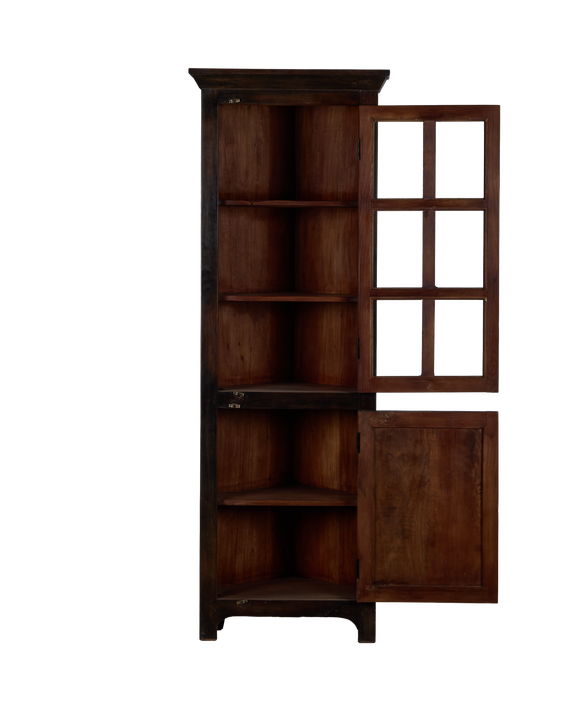 Wood Corner Cabinet - Stained