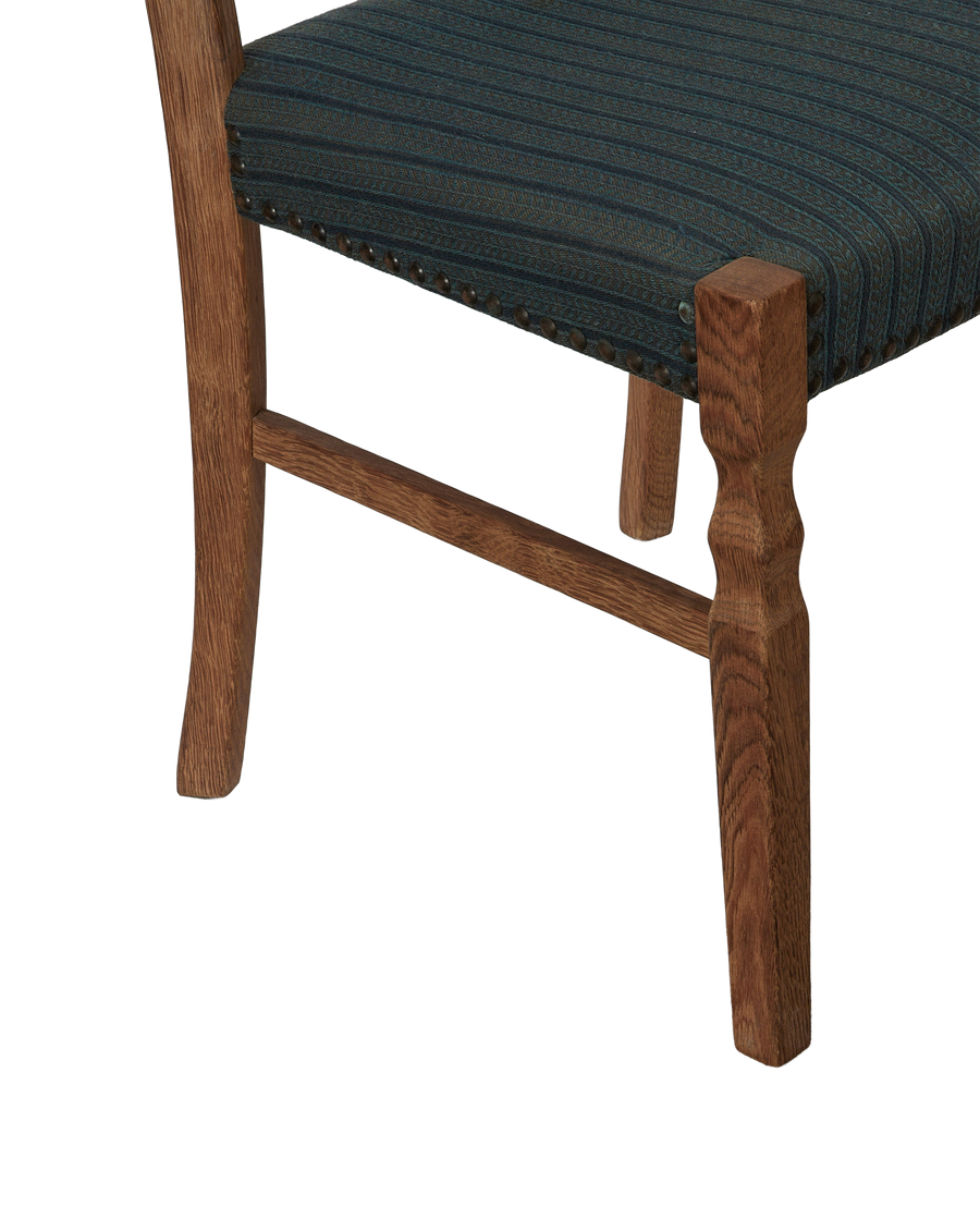 Vintage Henning Style Chair - Bastide Blue Stripe from Denmark made of Upholstery