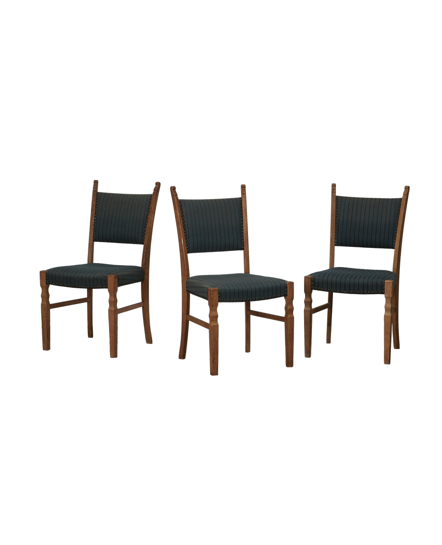 Vintage Henning Style Chair - Bastide Blue Stripe from Denmark made of Upholstery