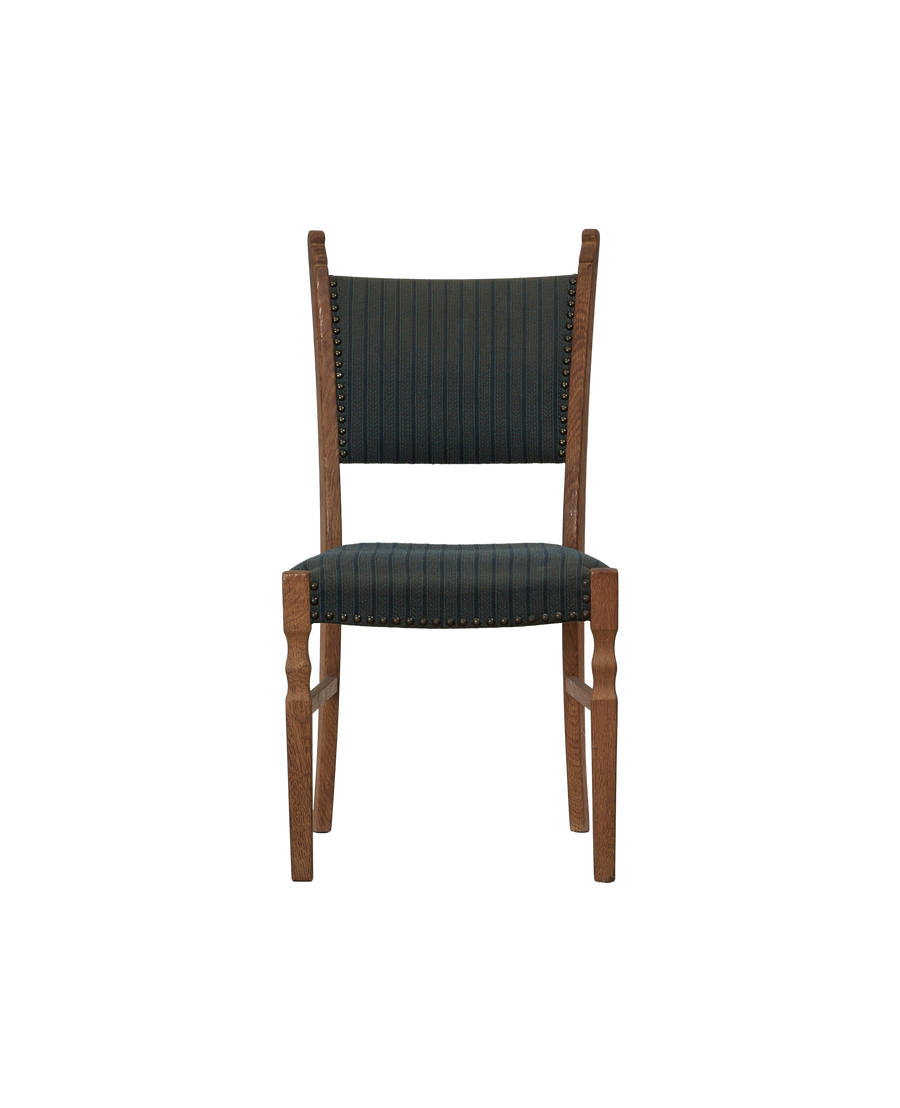 Vintage Henning Style Chair - Bastide Blue Stripe from Denmark made of Upholstery