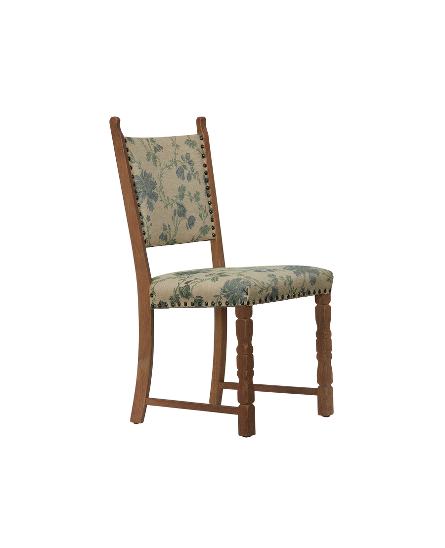 Vintage Henning Style Chair - Manor Bluebells from Denmark made of Upholstery