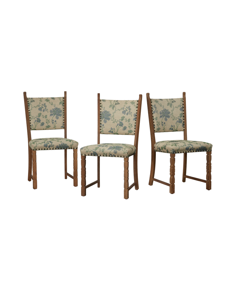 Vintage Henning Style Chair - Manor Bluebells from Denmark made of Upholstery