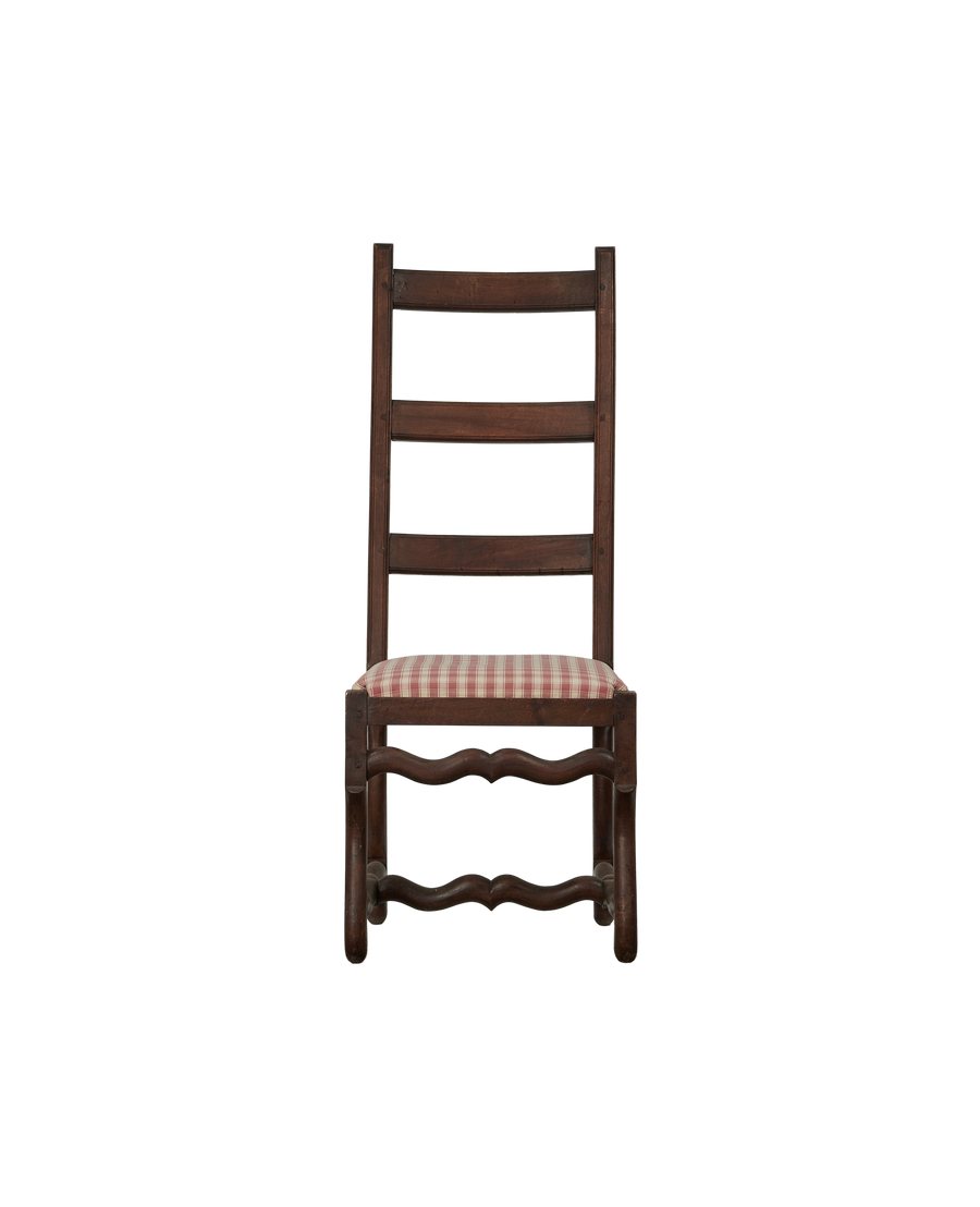 Vintage Mutton Foot Chairs - Red Check from Denmark made of Upholstery
