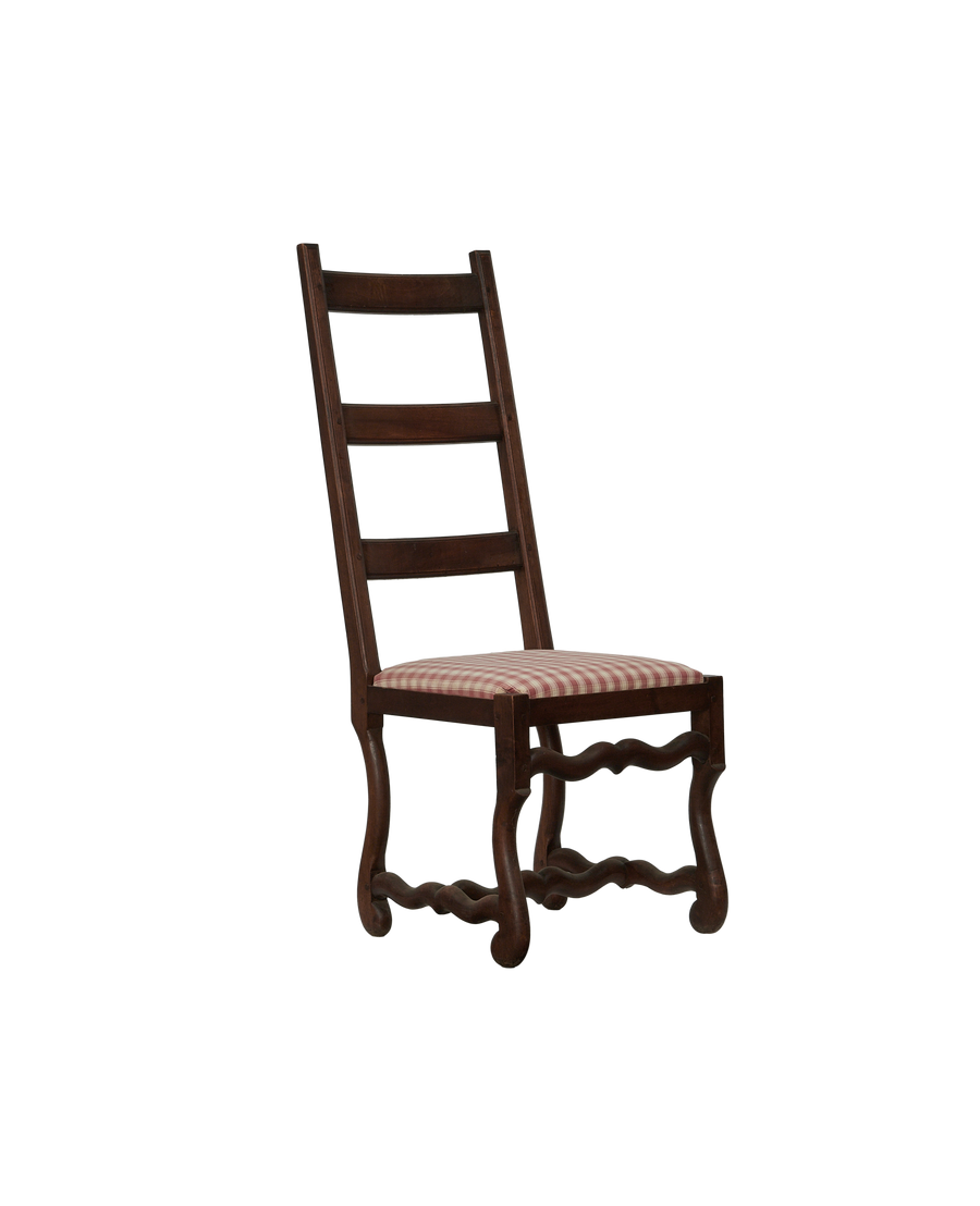 Vintage Mutton Foot Chairs - Red Check from Denmark made of Upholstery
