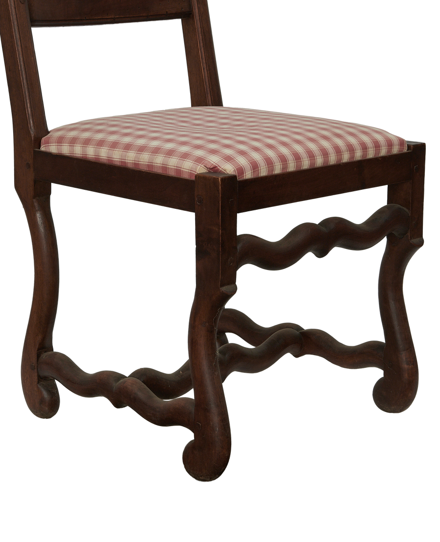 Vintage Mutton Foot Chairs - Red Check from Denmark made of Upholstery