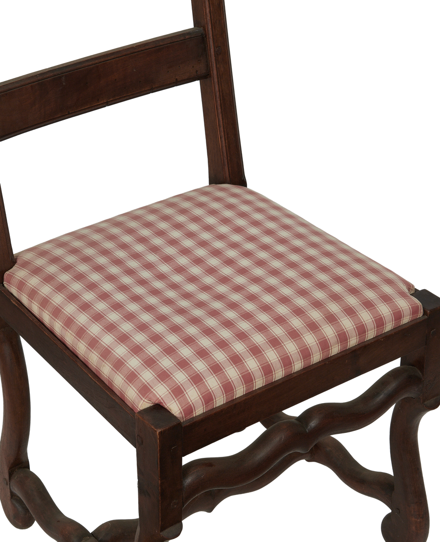Vintage Mutton Foot Chairs - Red Check from Denmark made of Upholstery