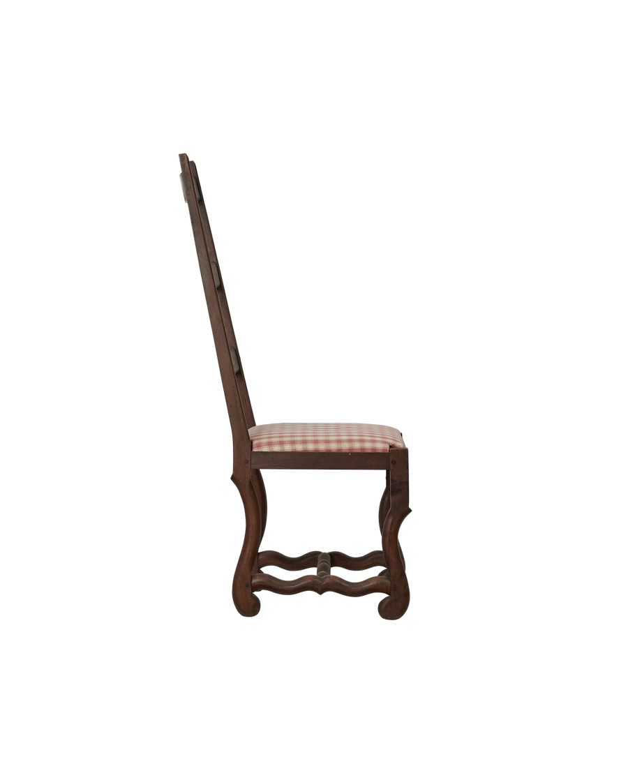 Vintage Mutton Foot Chairs - Red Check from Denmark made of Upholstery