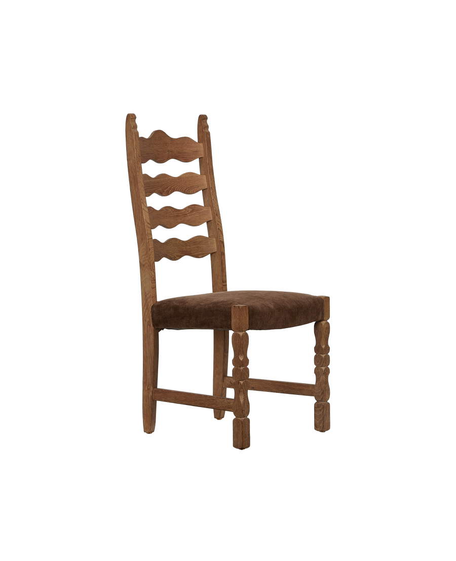Vintage Henning Chair - Scallop Chocolate Suede from Denmark made of Wood