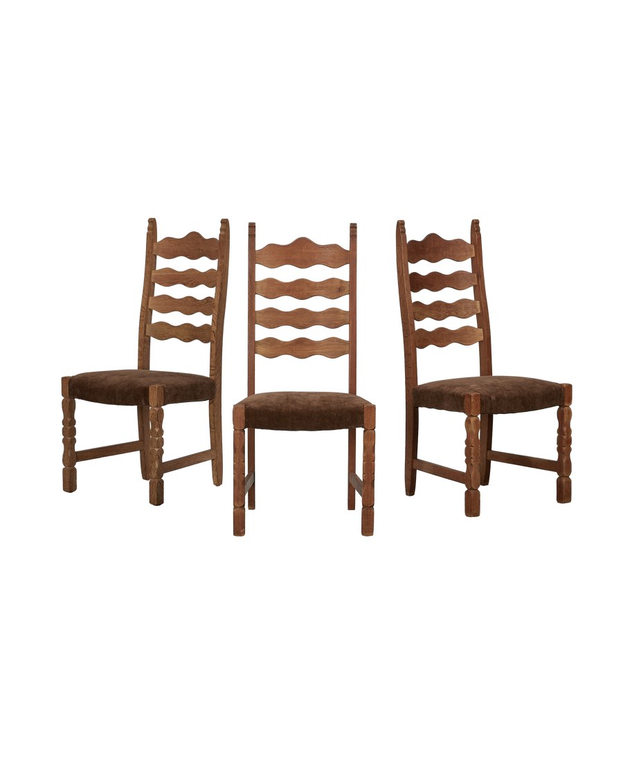Vintage Henning Chair - Scallop Chocolate Suede from Denmark made of Wood