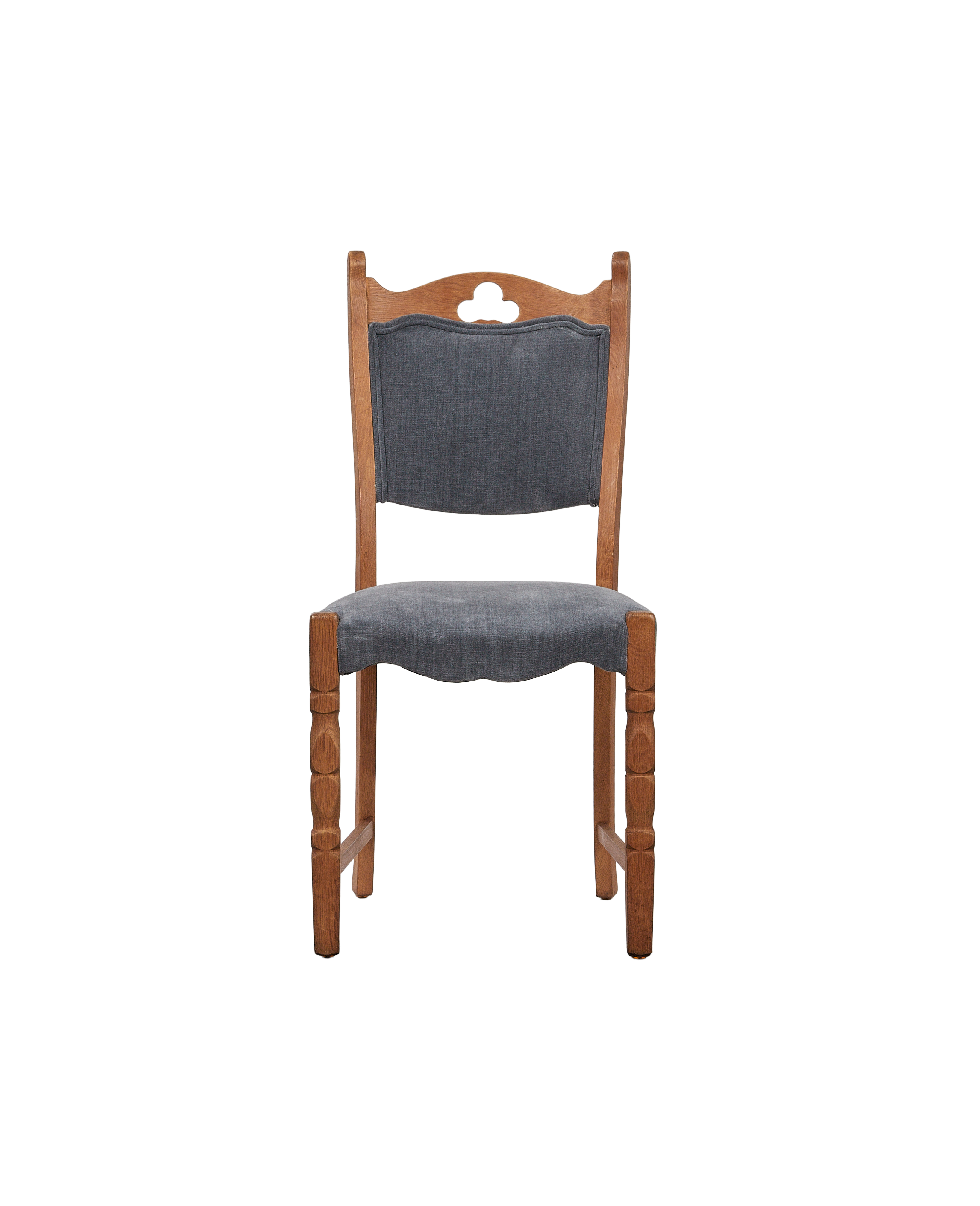 Vintage Henning Style Chair - Cut Clover Dusty Blue from Denmark made of Upholstery
