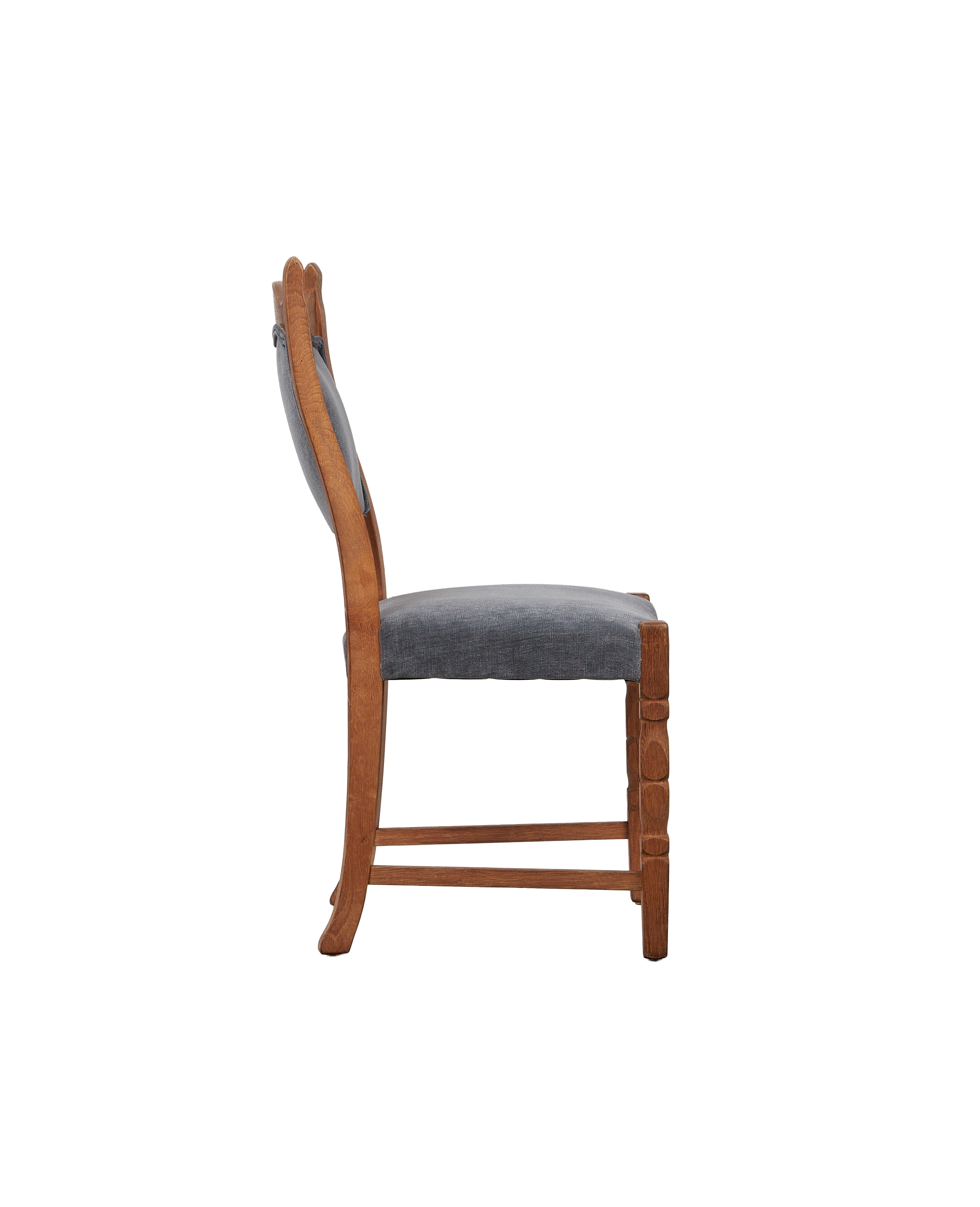 Vintage Henning Style Chair - Cut Clover Dusty Blue from Denmark made of Upholstery