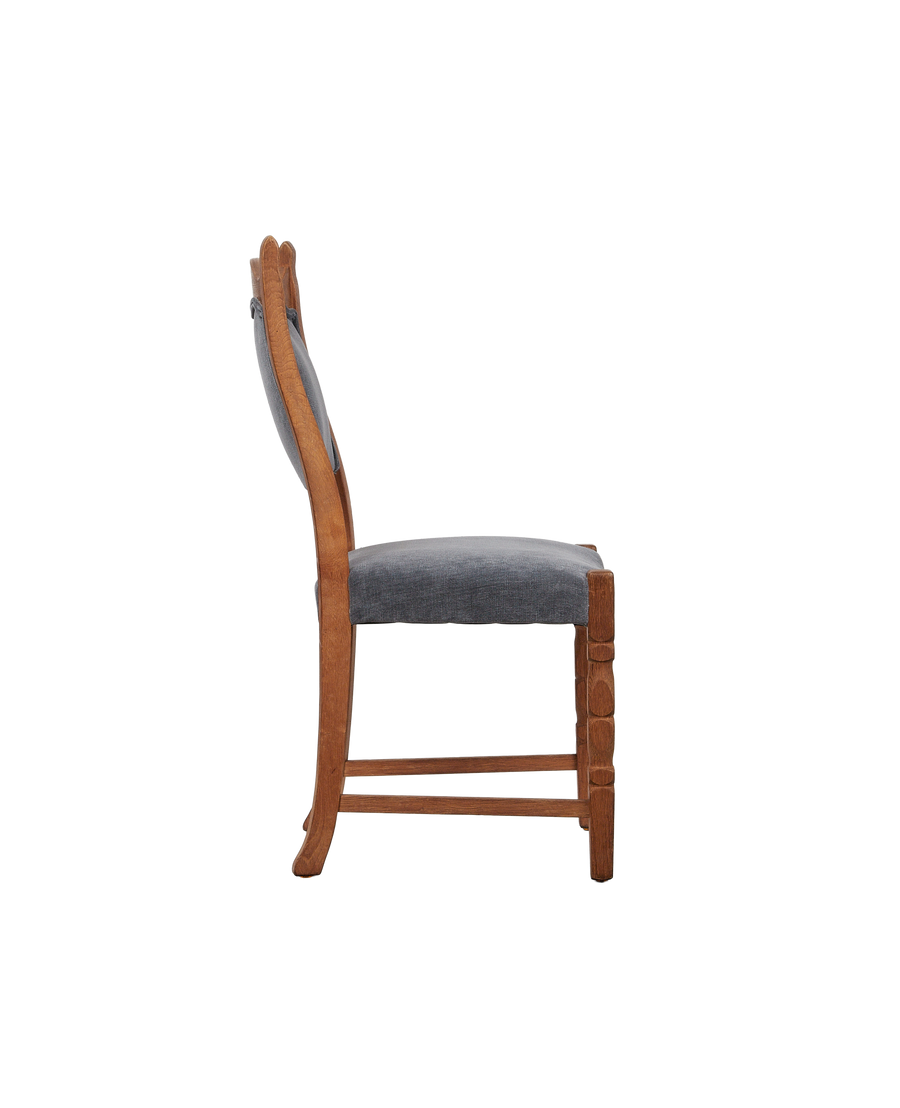 Vintage Henning Style Chair - Cut Clover Dusty Blue from Denmark made of Upholstery