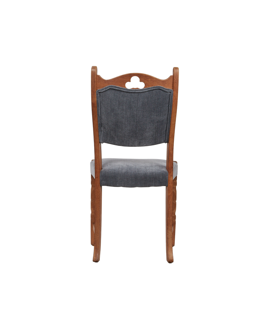 Vintage Henning Style Chair - Cut Clover Dusty Blue from Denmark made of Upholstery