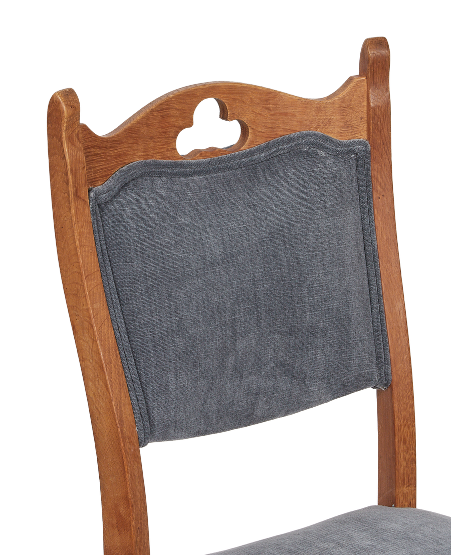 Vintage Henning Style Chair - Cut Clover Dusty Blue from Denmark made of Upholstery
