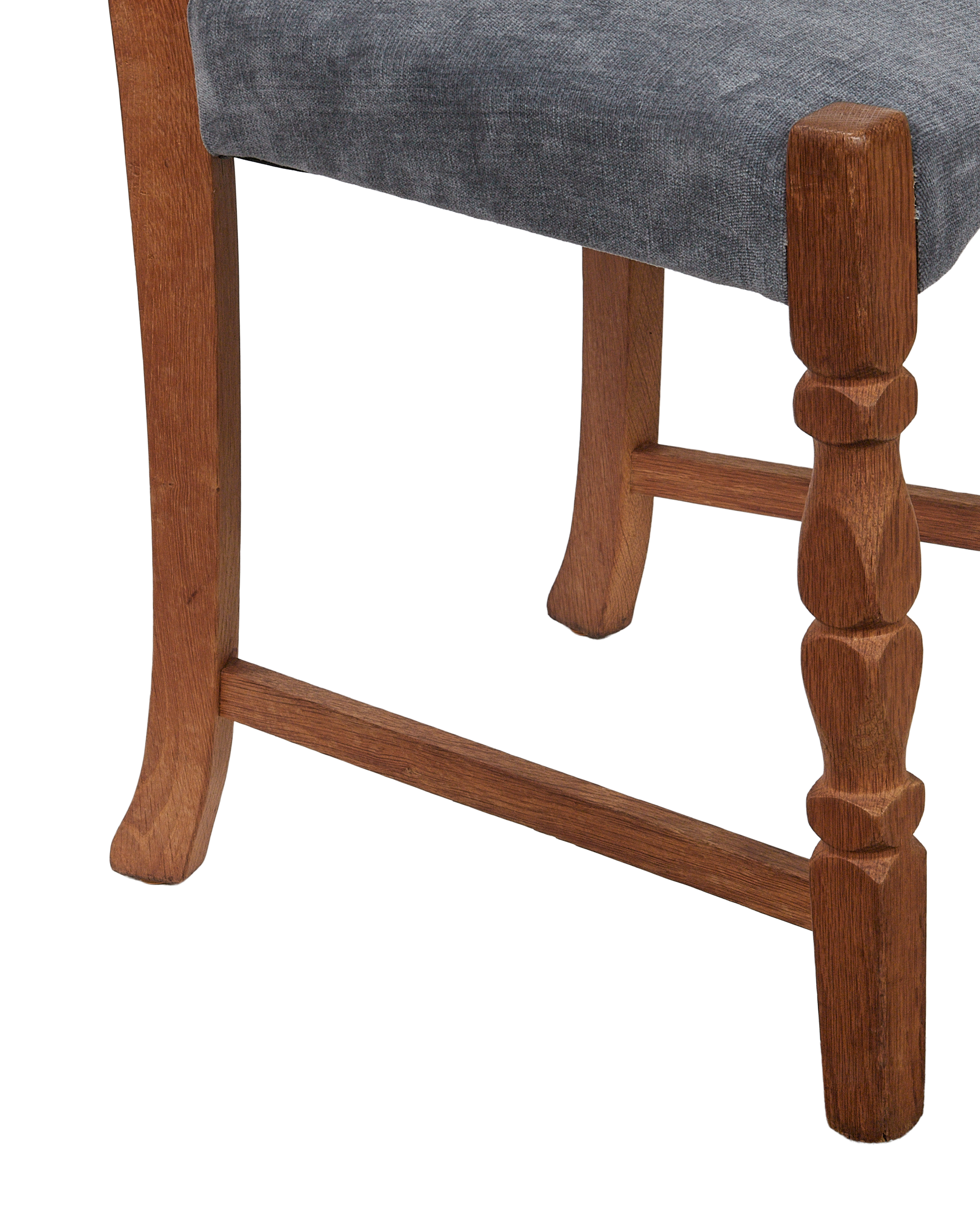Vintage Henning Style Chair - Cut Clover Dusty Blue from Denmark made of Upholstery