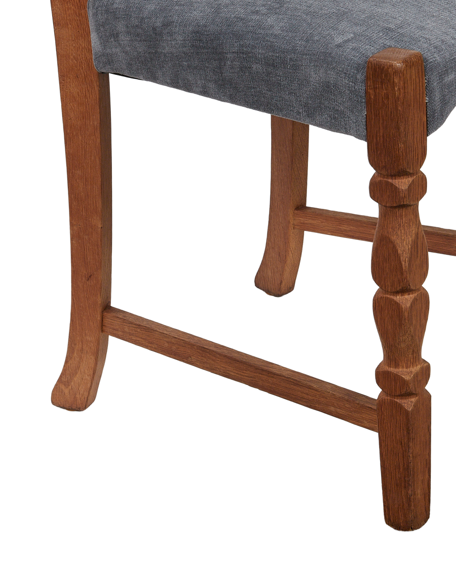 Vintage Henning Style Chair - Cut Clover Dusty Blue from Denmark made of Upholstery