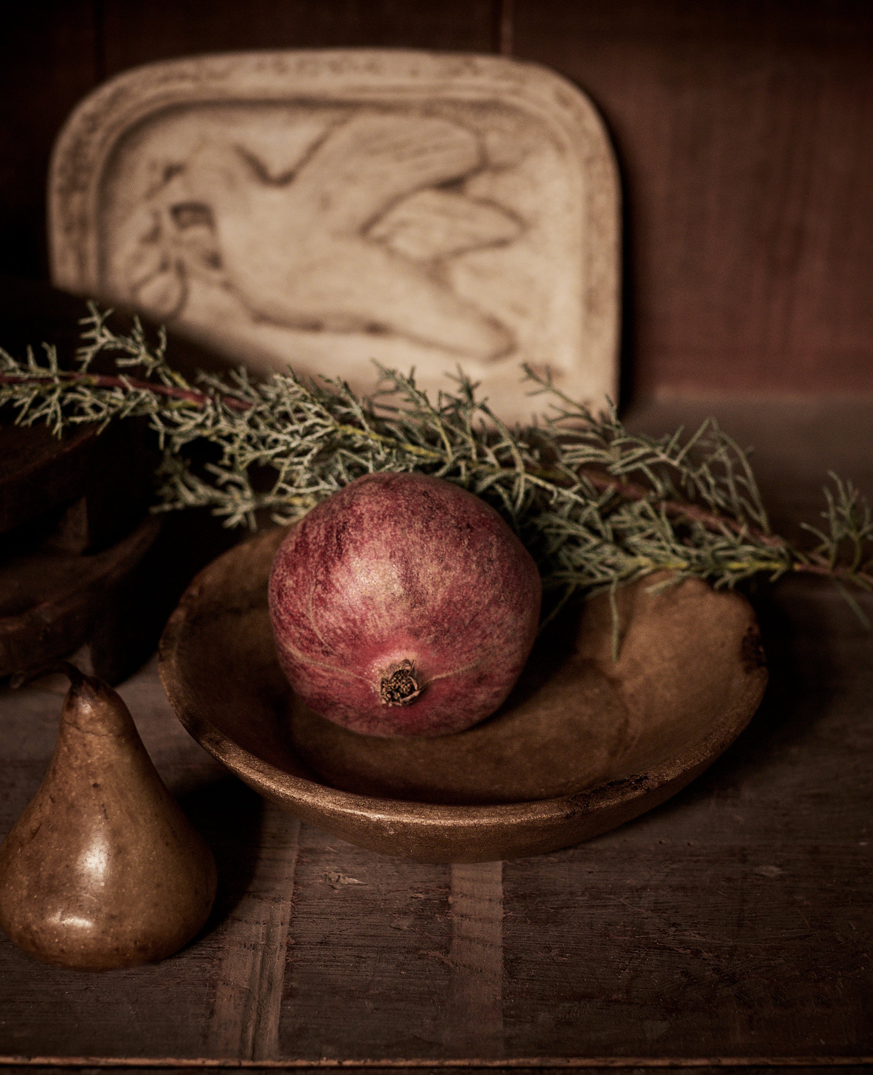 Carved Marble Bowl - Dark