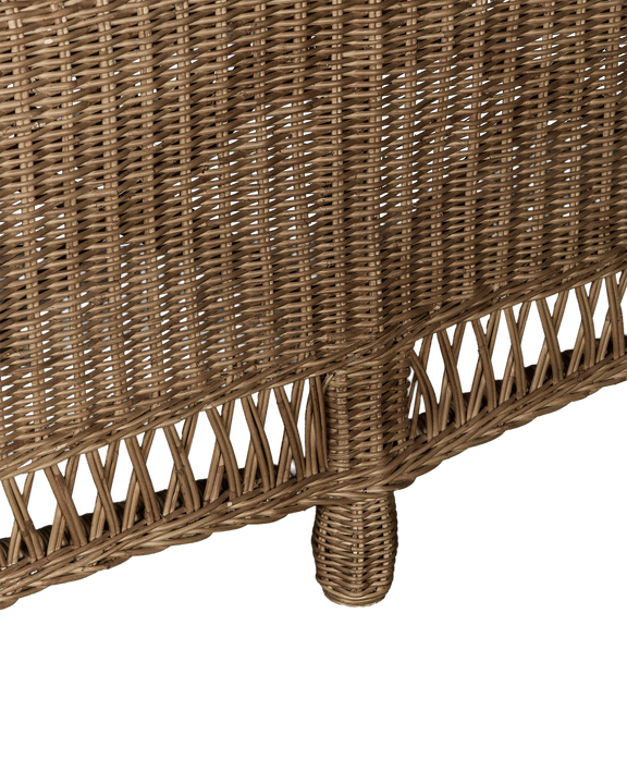 Boxwood Rattan Bench - Bayside Stripe