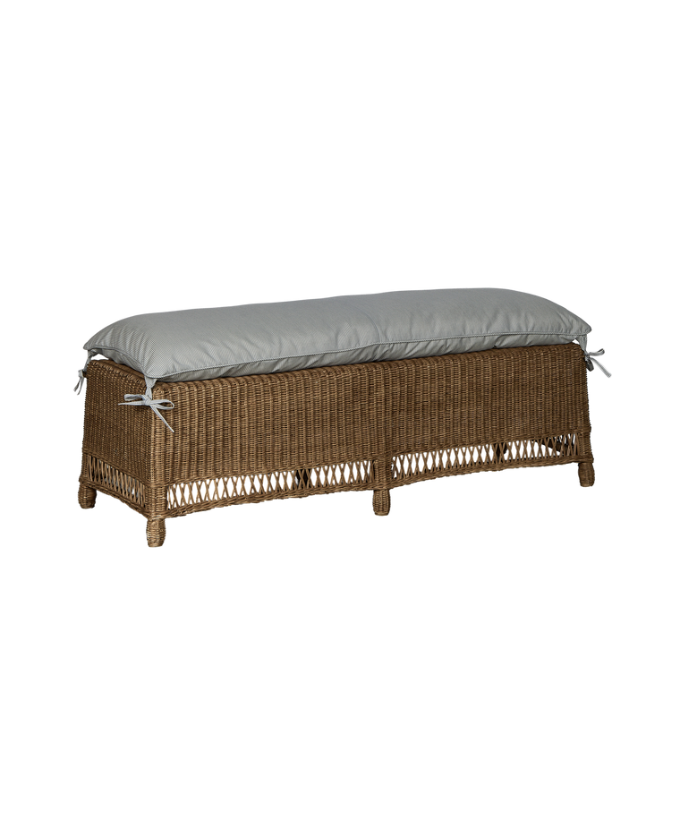 Boxwood Rattan Bench - Bayside Stripe
